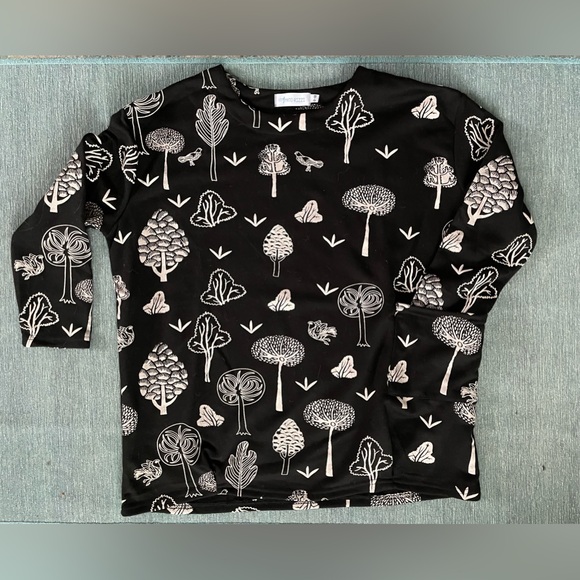 Amato Rizzi Relaxed Fit Whimsical Nature Print Sweatshirt 3/4 sleeves Size 0-10 - Picture 1 of 9